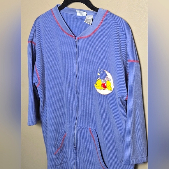 Vintage 90's Women's Momcore Disney Pooh Embroidered 3/4 Zip Robe, Large - Picture 2 of 3